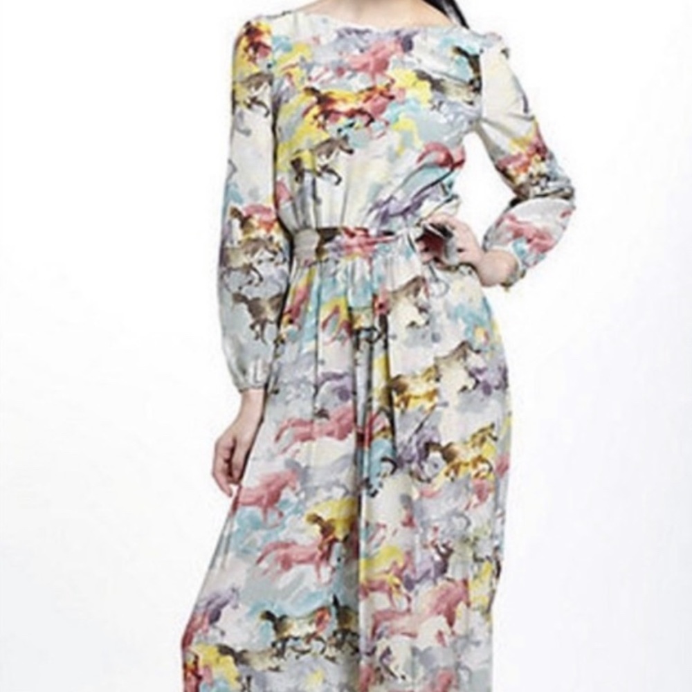 Anthropologie Ainsley silk horse jumpsuit